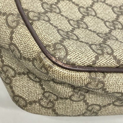 Gucci Shoulder Bag GG Supreme 114291 PVC Beige Brown Silver Hardware Women