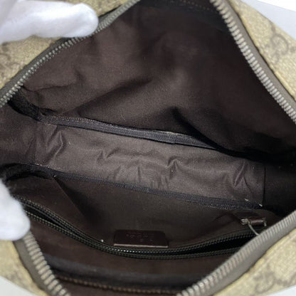 Gucci Shoulder Bag GG Supreme 114291 PVC Beige Brown Silver Hardware Women