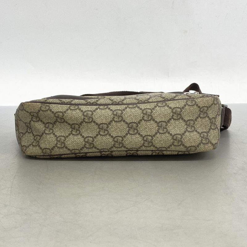 Gucci Shoulder Bag GG Supreme 114291 PVC Beige Brown Silver Hardware Women