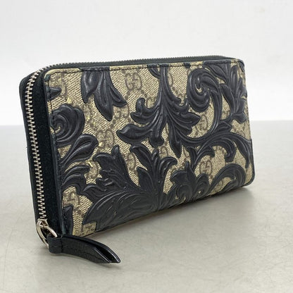 Gucci Long Wallet GG Supreme Arabesque 410102 PVC Leather Black Brown Silver