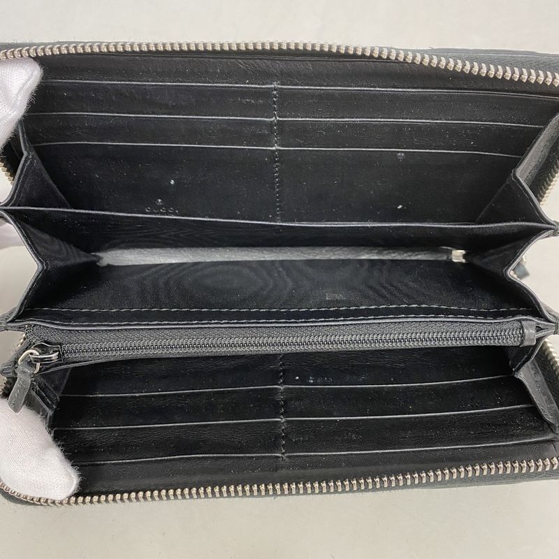 Gucci Long Wallet GG Supreme Arabesque 410102 PVC Leather Black Brown Silver