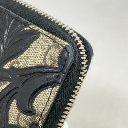 Gucci Long Wallet GG Supreme Arabesque 410102 PVC Leather Black Brown Silver