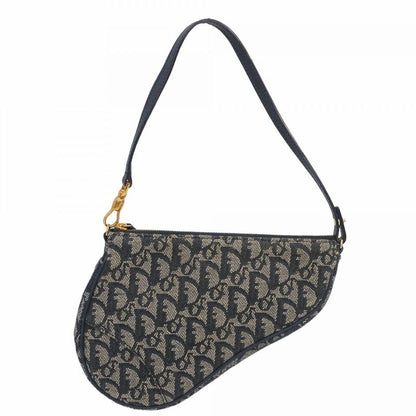 Christian Dior Handbag Trotter Canvas Navy Gold Hardware Women