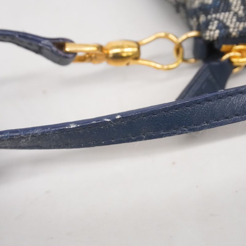 Christian Dior Handbag Trotter Canvas Navy Gold Hardware Women