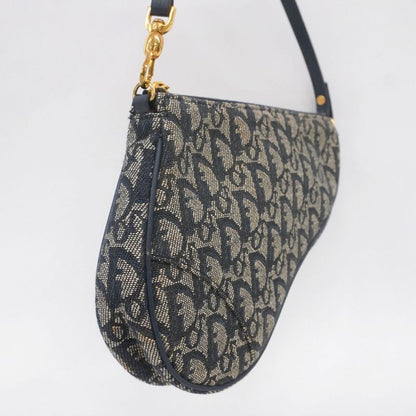 Christian Dior Handbag Trotter Canvas Navy Gold Hardware Women