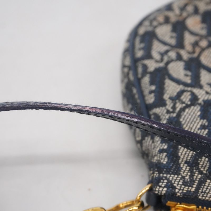 Christian Dior Handbag Trotter Canvas Navy Gold Hardware Women