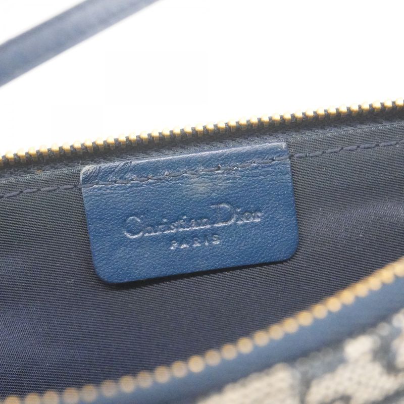 Christian Dior Handbag Trotter Canvas Navy Gold Hardware Women