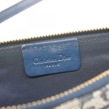 Christian Dior Handbag Trotter Canvas Navy Gold Hardware Women