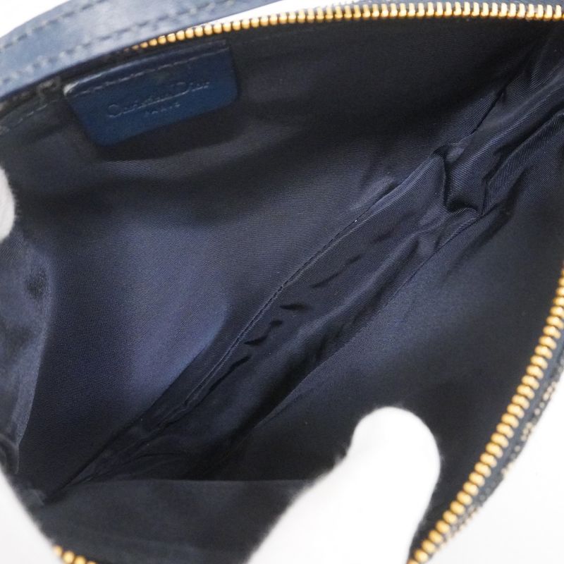 Christian Dior Handbag Trotter Canvas Navy Gold Hardware Women
