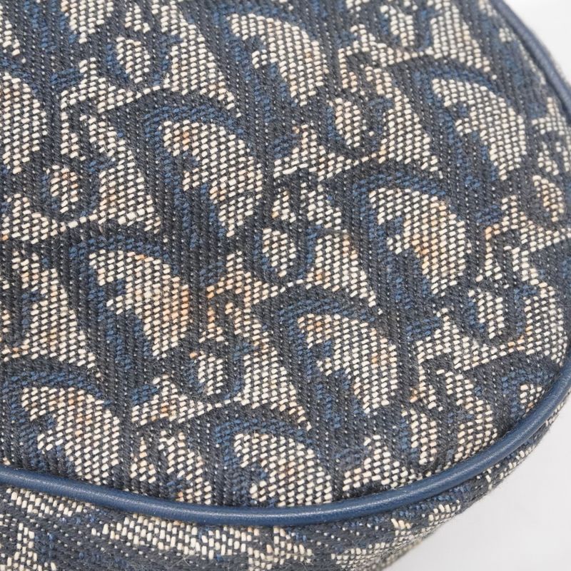 Christian Dior Handbag Trotter Canvas Navy Gold Hardware Women