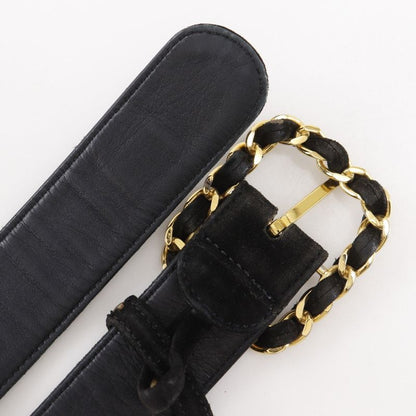 Chanel Coco Mark Suede Black Women's Belt