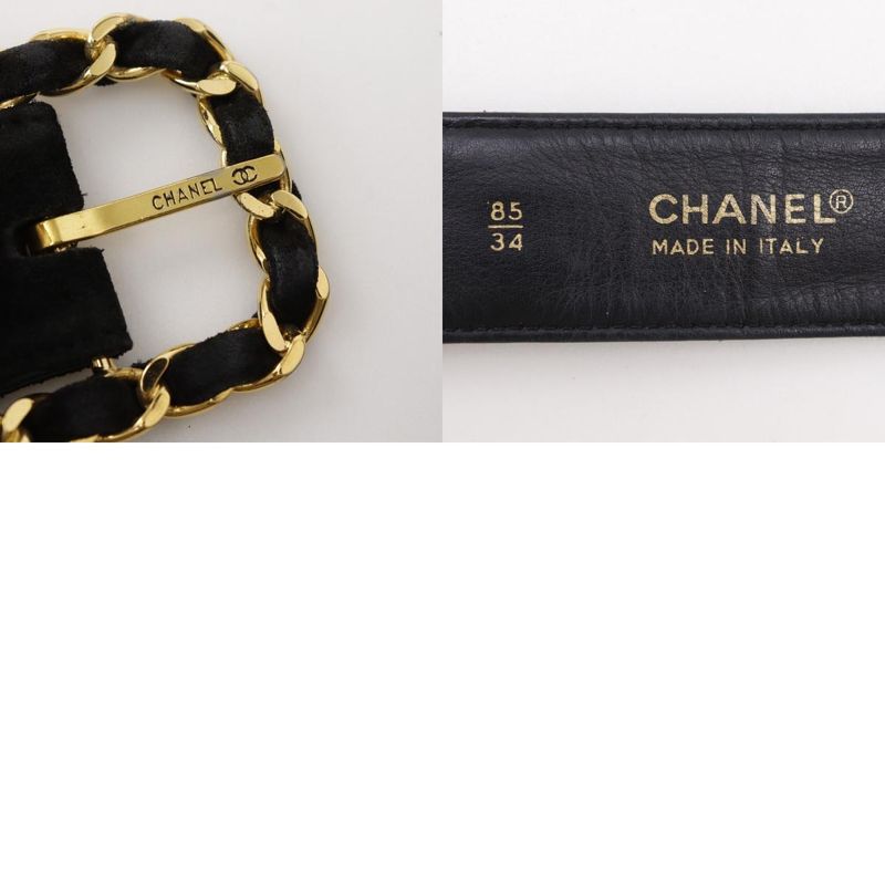 Chanel Coco Mark Suede Black Women's Belt