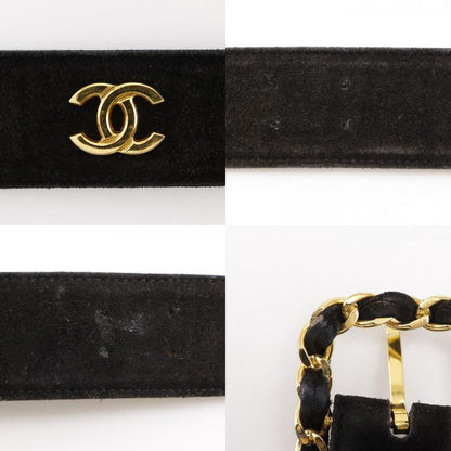 Chanel Coco Mark Suede Black Women's Belt