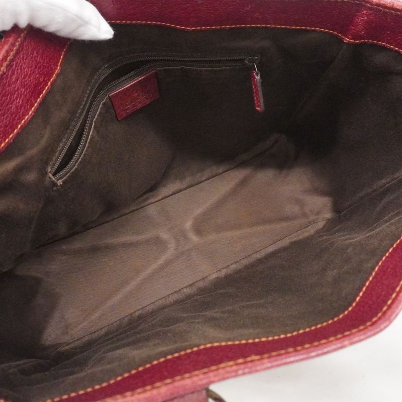 Gucci Tote Bag GG Canvas 113019 Canvas Brown Red Silver Hardware Women's