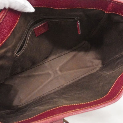 Gucci Tote Bag GG Canvas 113019 Canvas Brown Red Silver Hardware Women's