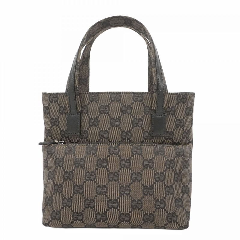 Gucci Handbag GG Canvas 002 1079 Canvas Brown Black Silver Hardware Women