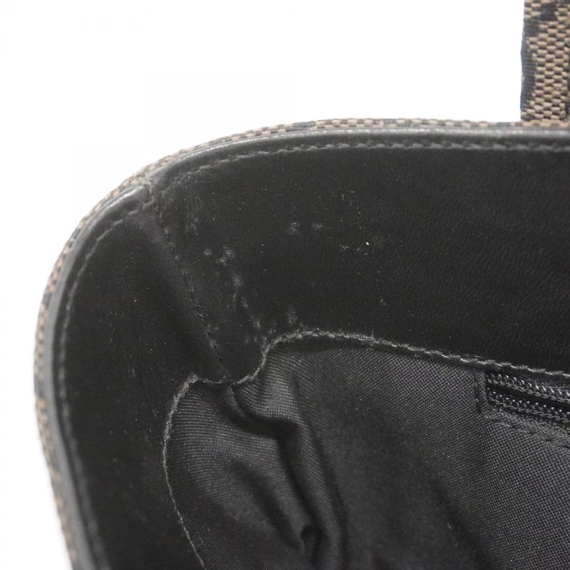 Gucci Handbag GG Canvas 002 1079 Canvas Brown Black Silver Hardware Women