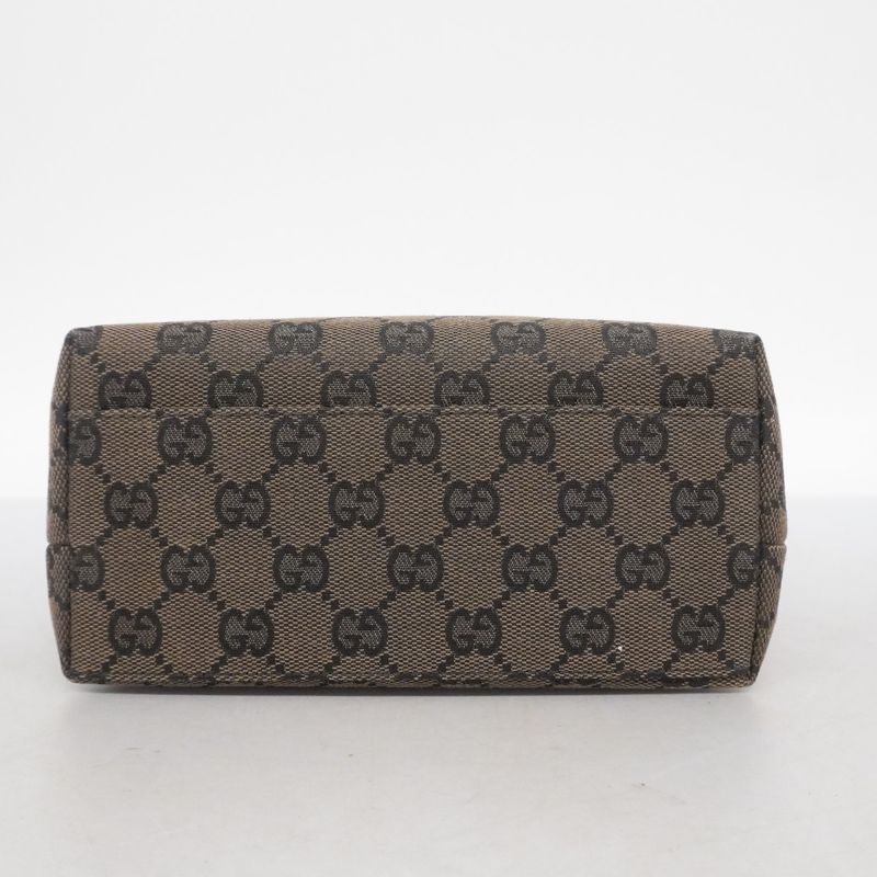 Gucci Handbag GG Canvas 002 1079 Canvas Brown Black Silver Hardware Women