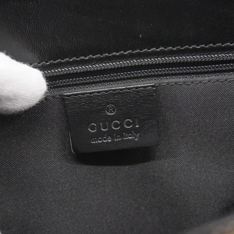 Gucci Handbag GG Canvas 002 1079 Canvas Brown Black Silver Hardware Women