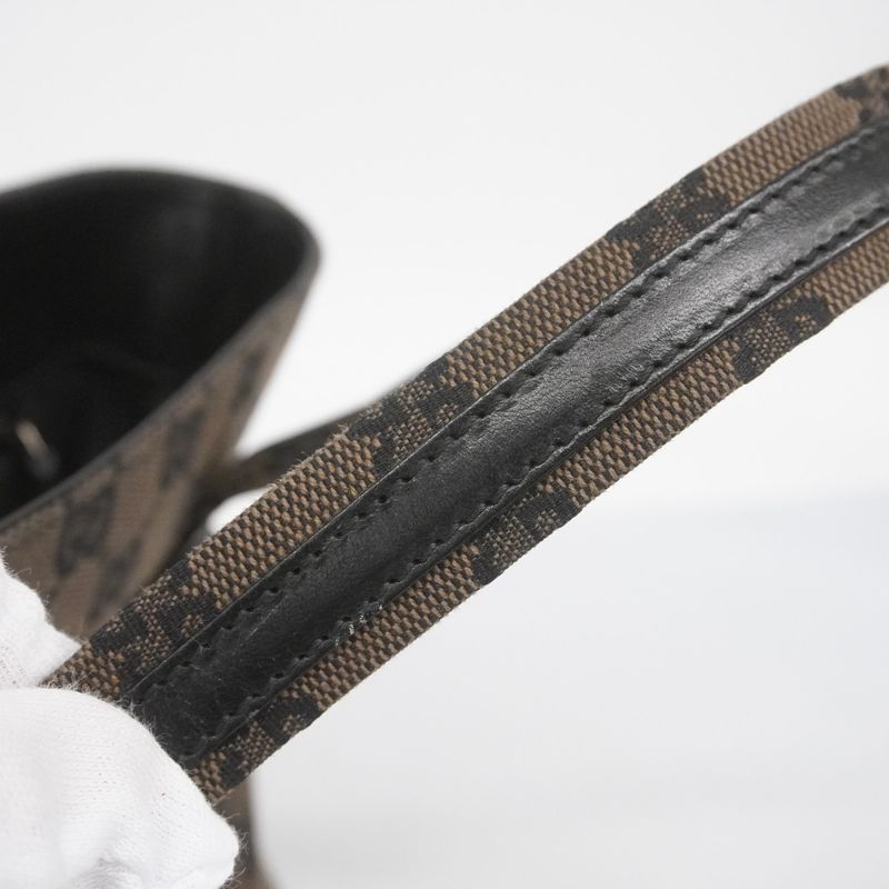 Gucci Handbag GG Canvas 002 1079 Canvas Brown Black Silver Hardware Women