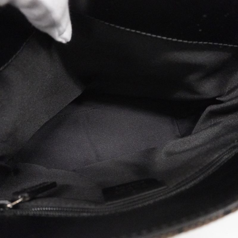 Gucci Handbag GG Canvas 002 1079 Canvas Brown Black Silver Hardware Women