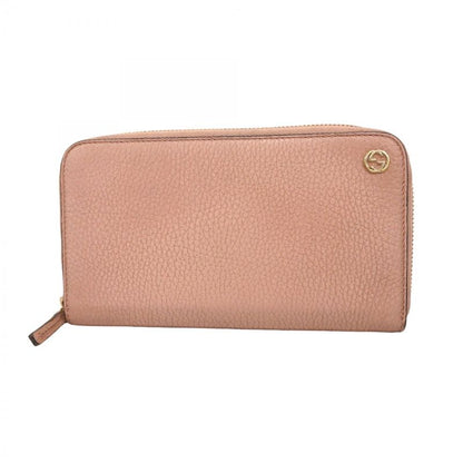 Gucci Long Wallet Interlocking G 449347 Leather Pink Gold Hardware Women