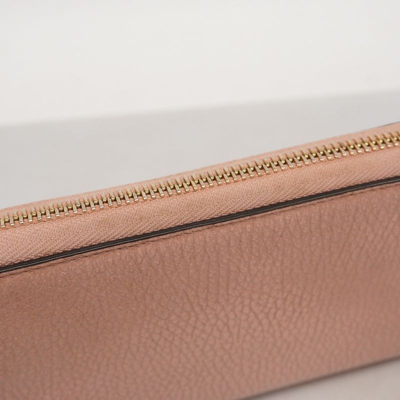 Gucci Long Wallet Interlocking G 449347 Leather Pink Gold Hardware Women