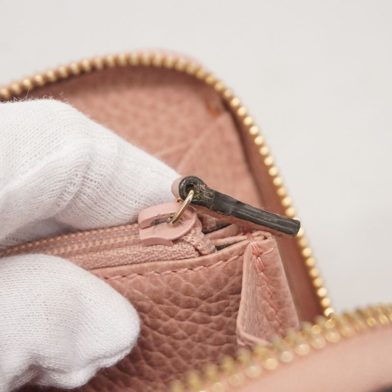 Gucci Long Wallet Interlocking G 449347 Leather Pink Gold Hardware Women