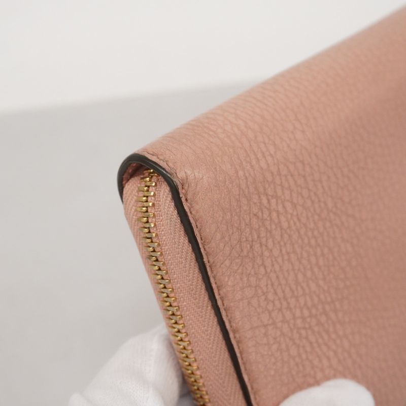 Gucci Long Wallet Interlocking G 449347 Leather Pink Gold Hardware Women