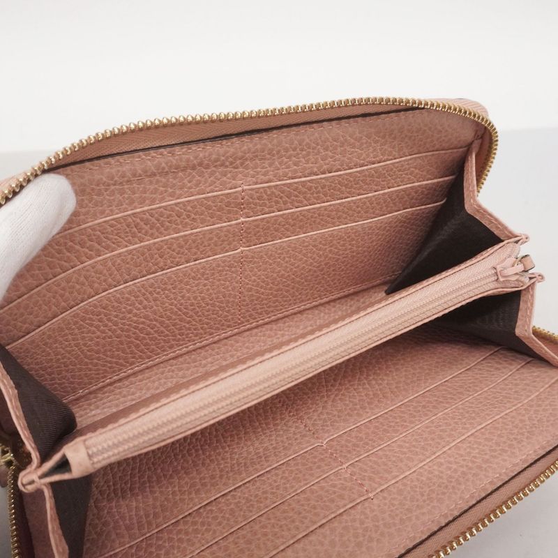 Gucci Long Wallet Interlocking G 449347 Leather Pink Gold Hardware Women
