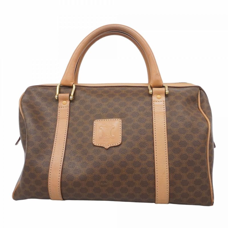 Celine Handbag Macadam PVC Brown Gold Hardware Women