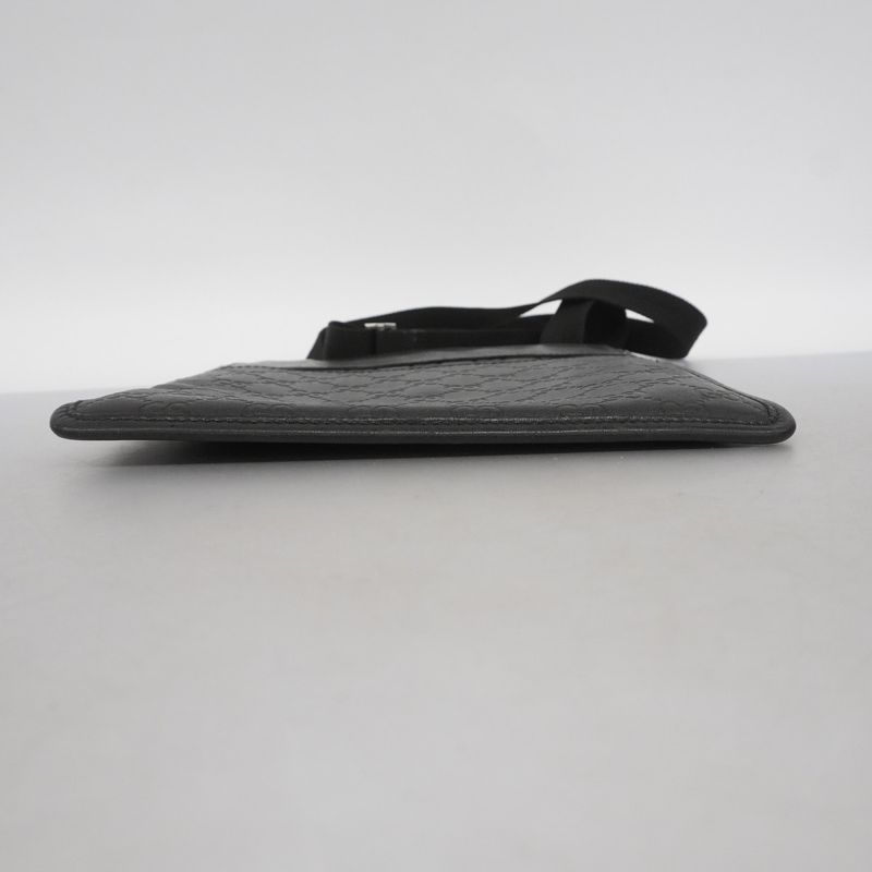 Gucci Shoulder Bag Guccissima 27639 Leather Black Silver Hardware Men's