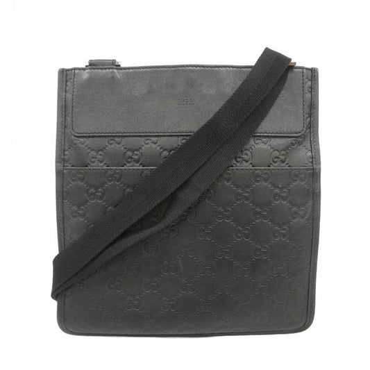 Gucci Shoulder Bag Guccissima 27639 Leather Black Silver Hardware Men's