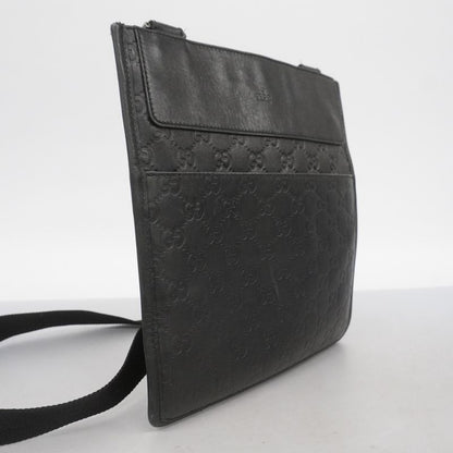 Gucci Shoulder Bag Guccissima 27639 Leather Black Silver Hardware Men's