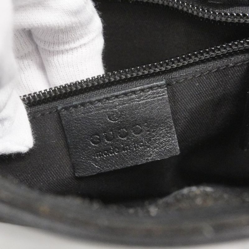 Gucci Shoulder Bag Guccissima 27639 Leather Black Silver Hardware Men's