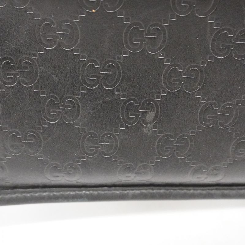 Gucci Shoulder Bag Guccissima 27639 Leather Black Silver Hardware Men's