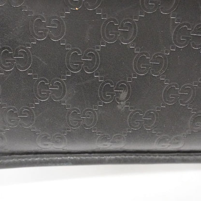 Gucci Shoulder Bag Guccissima 27639 Leather Black Silver Hardware Men's