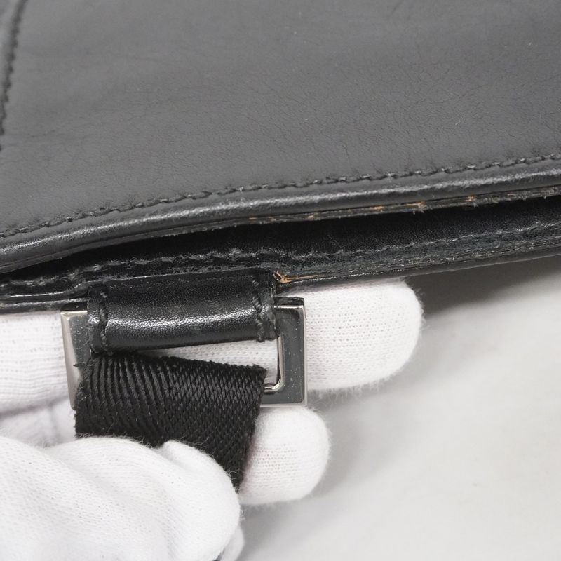 Gucci Shoulder Bag Guccissima 27639 Leather Black Silver Hardware Men's