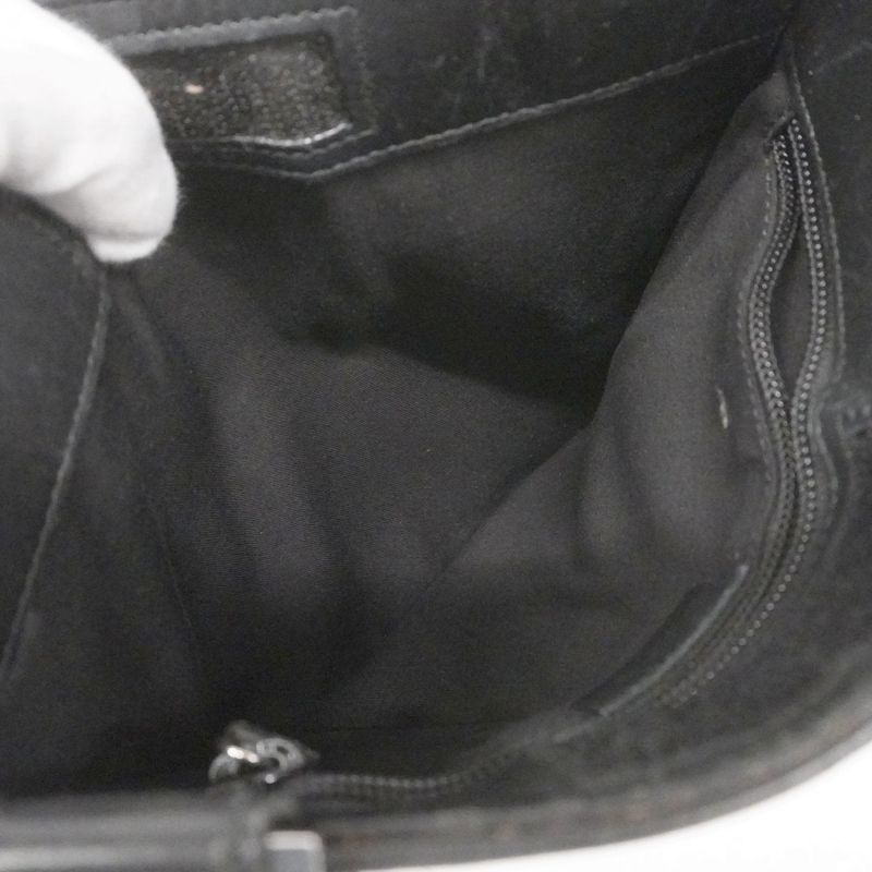 Gucci Shoulder Bag Guccissima 27639 Leather Black Silver Hardware Men's