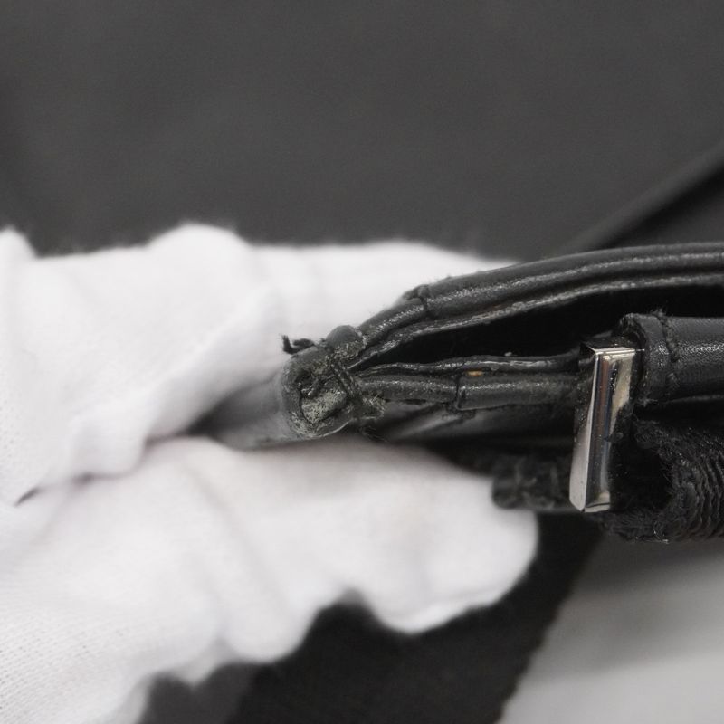 Gucci Shoulder Bag Guccissima 27639 Leather Black Silver Hardware Men's