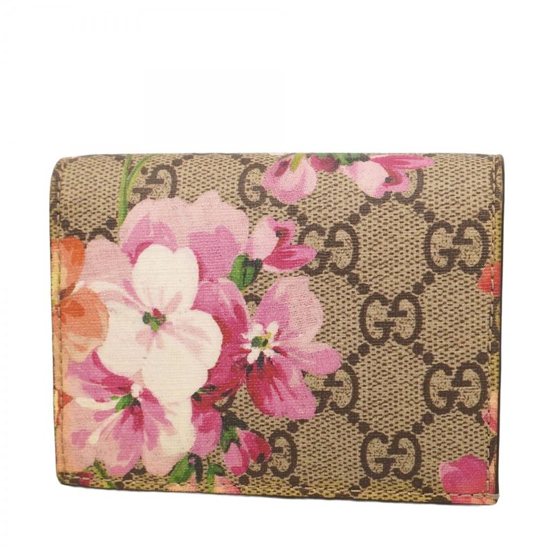 Gucci Wallet GG Blooms 453176 PVC Beige Multicolor Silver Hardware Women