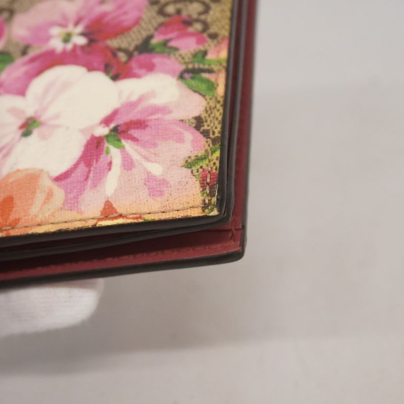 Gucci Wallet GG Blooms 453176 PVC Beige Multicolor Silver Hardware Women