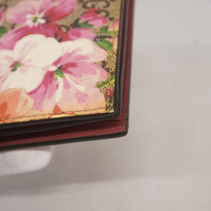 Gucci Wallet GG Blooms 453176 PVC Beige Multicolor Silver Hardware Women