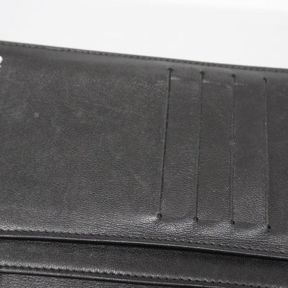Chanel Long Wallet Camellia Lambskin Black Silver Hardware Women
