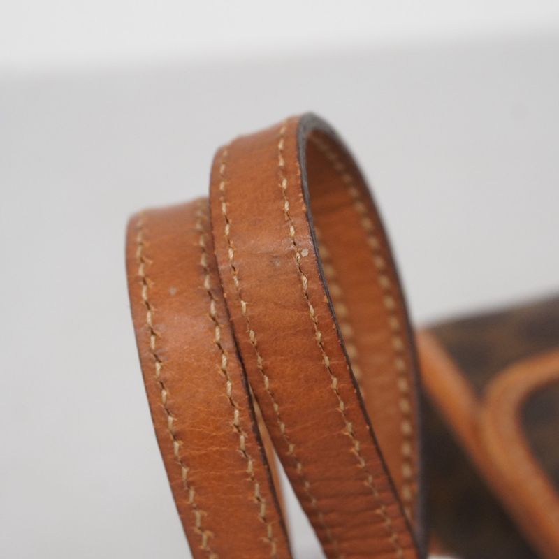 Celine Shoulder Bag Macadam PVC Brown Gold Hardware Women