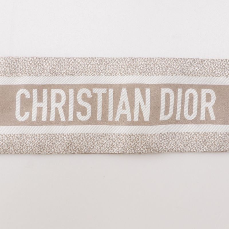 [dior] Christian Dior Mitzah Oblique Ribbon Scarf Silk Beige Women's Scarf