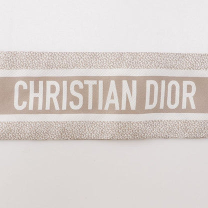 [dior] Christian Dior Mitzah Oblique Ribbon Scarf Silk Beige Women's Scarf