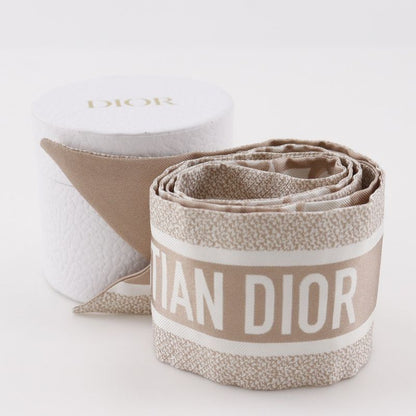 [dior] Christian Dior Mitzah Oblique Ribbon Scarf Silk Beige Women's Scarf