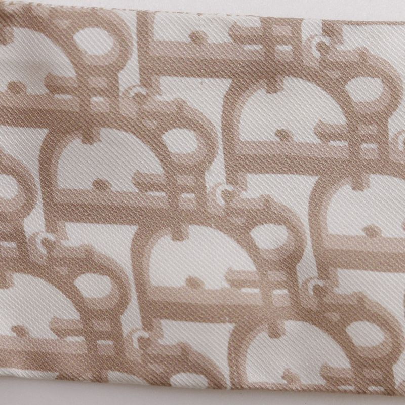 [dior] Christian Dior Mitzah Oblique Ribbon Scarf Silk Beige Women's Scarf