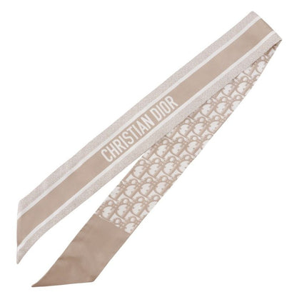 [dior] Christian Dior Mitzah Oblique Ribbon Scarf Silk Beige Women's Scarf